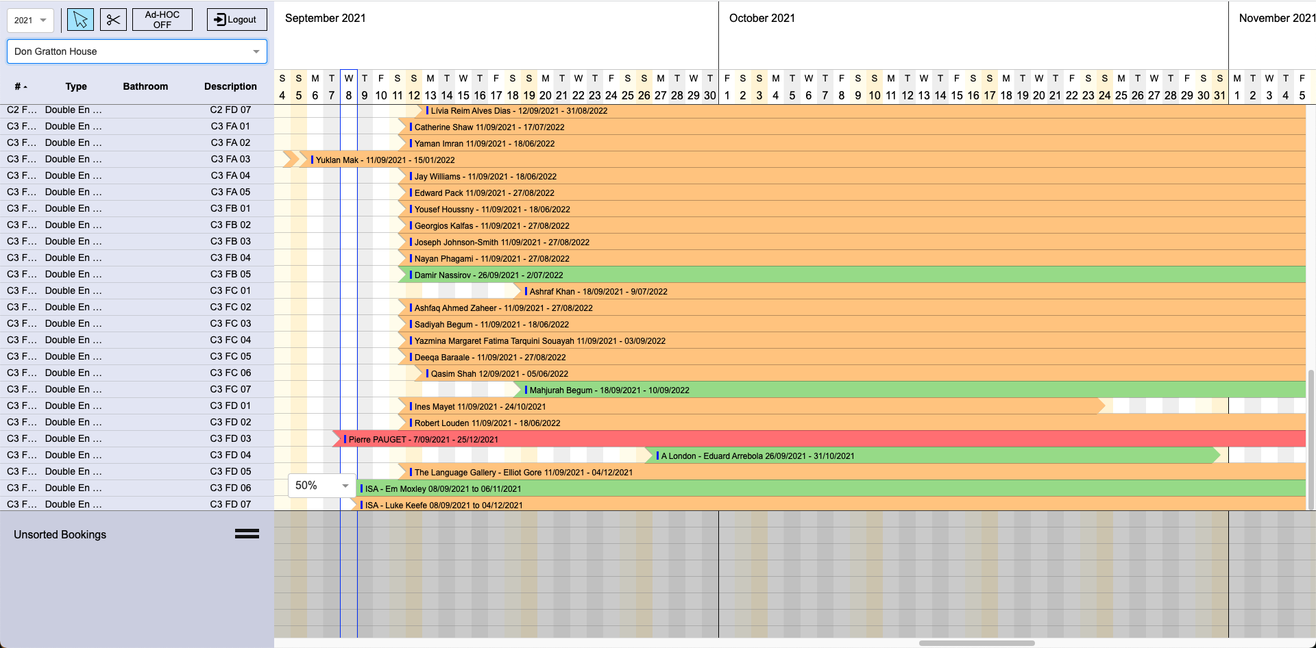 Student Accommodation Room Allocation Interface